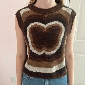 h&m brown butterfly sweater vest